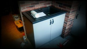 szary połysk lakier kuchnia zlew kuchenny czarny szafka kuchenna